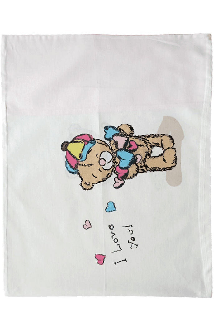 Bebek Çocuk Yastık Kılıfı 35x45 cm % 100 Pamuklu Kumaş Renkli Şapkalı Ayıcık Desenli - Indirimsepeti