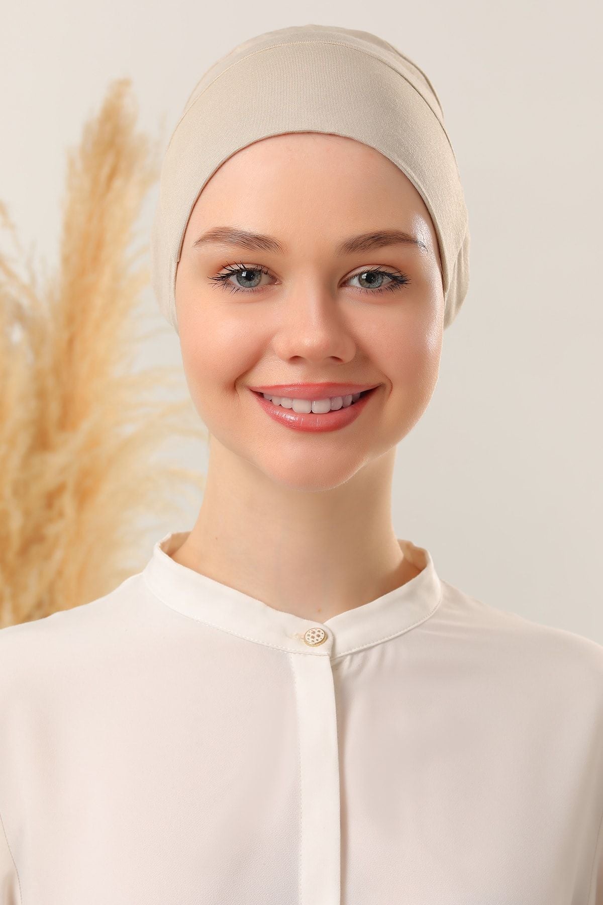 Bone Dikişsiz Penye Bone Saç Aksesuar Bej - Indirimsepeti