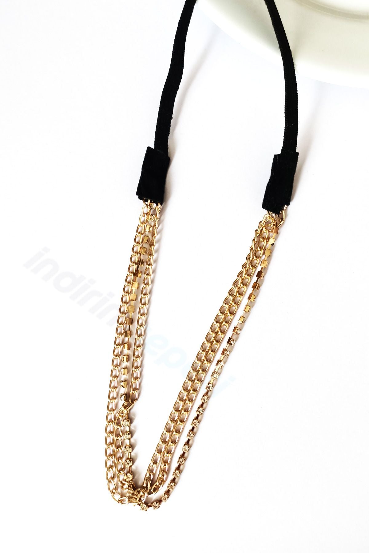 Saç Zinciri Lastikli 3 Sıralı İnci Taşlı Kafa Bandı Gezi Günlük Saç Aksesuar Alın Zinciri - Indirimsepeti