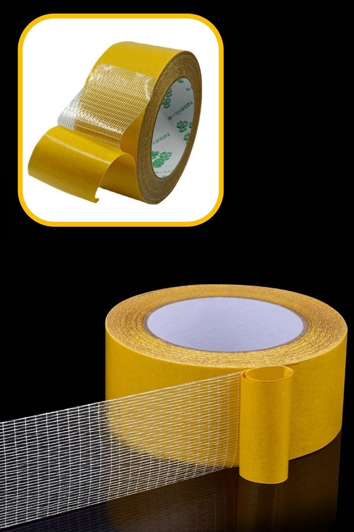 Fiber Örgülü Güçlendirilmiş Çift Taraflı Çok Amaçlı Bant Halı Kaydırmaz Bant 5cm X 10 Mt - Indirimsepeti