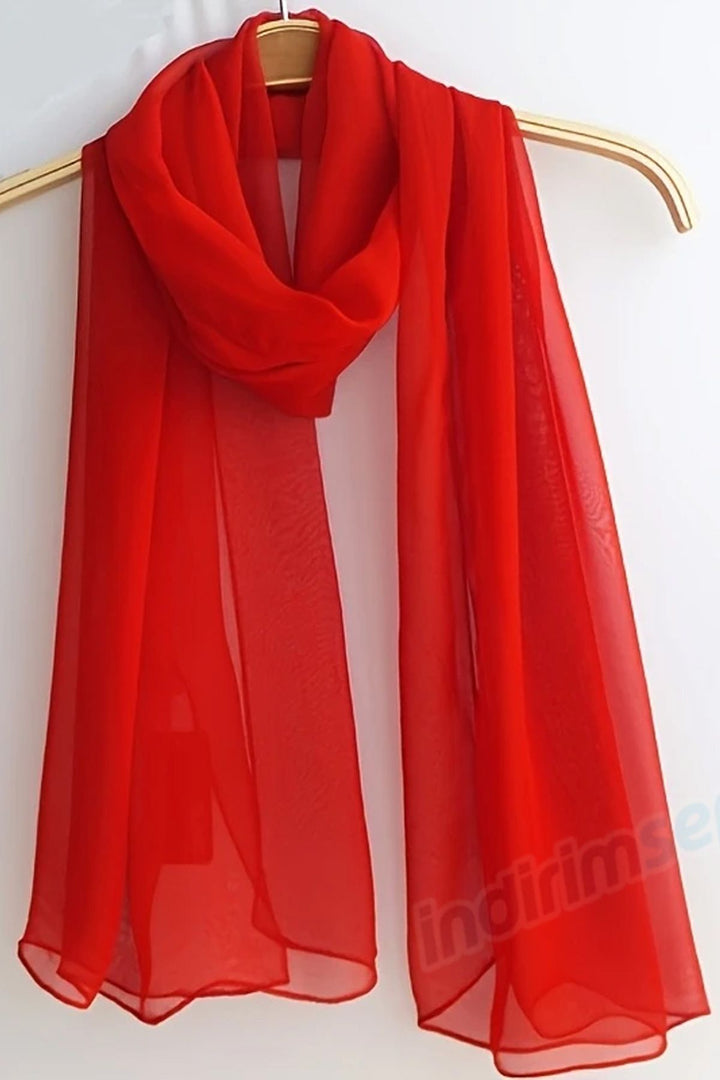 Şifon Yumuşak Nefes alabilen Hafif Çok yönlü, Şal, Hijab Yaz Tatil Giyim mükemmel 28x140cm - Indirimsepeti