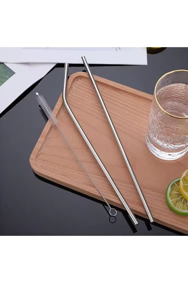 Paslanmaz Çelik Pipet Seti 4 Adet Çelik Pipet 4 Adet Çelik Pipet 2 Pipet Temizleme Fırçası - Indirimsepeti