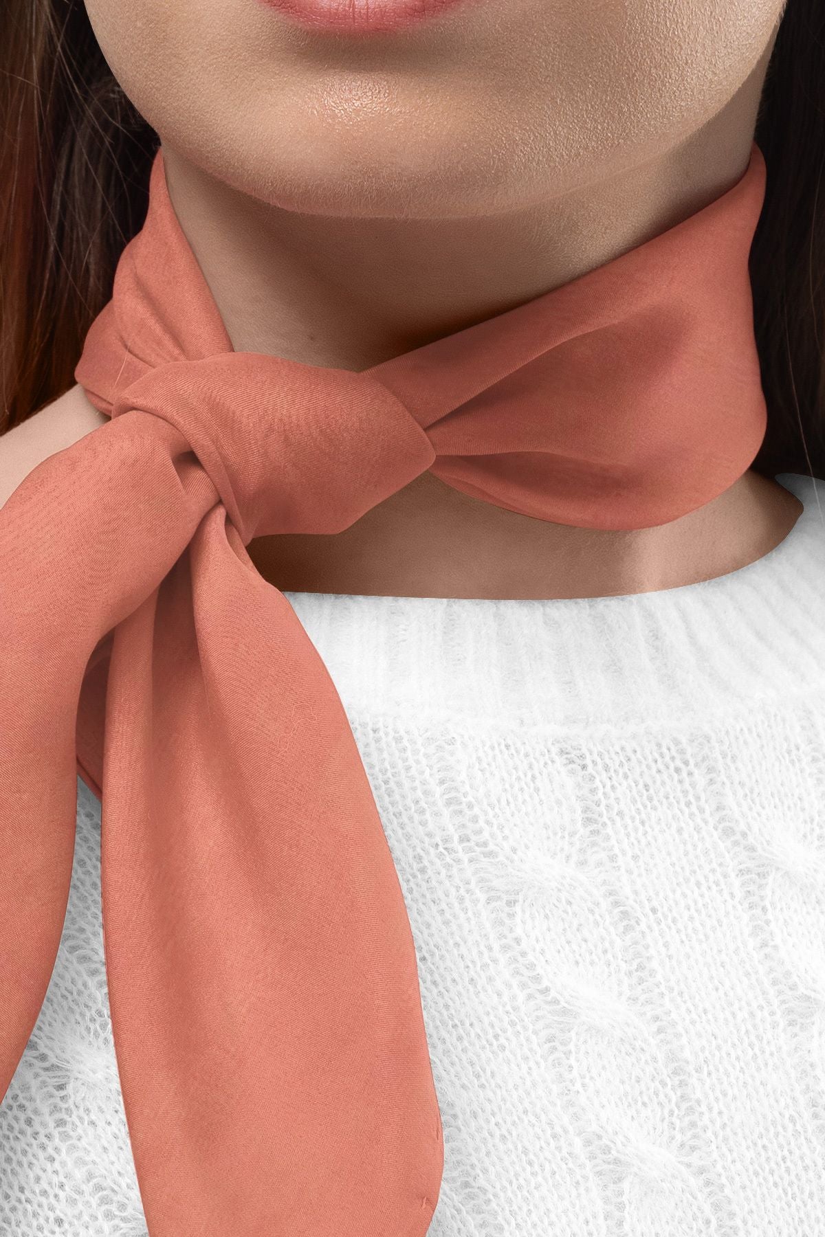 Yaza Özel Desensiz Turuncu ince Pamuklu Bandana Fular Saç Aksesuar Gezi Tur Aktivite 55x55cm - Indirimsepeti