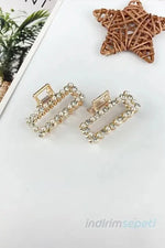 2 Li Taşlı Incili Dikdörtgen Metal Mandal Tokalar Orta Boy - Indirimsepeti