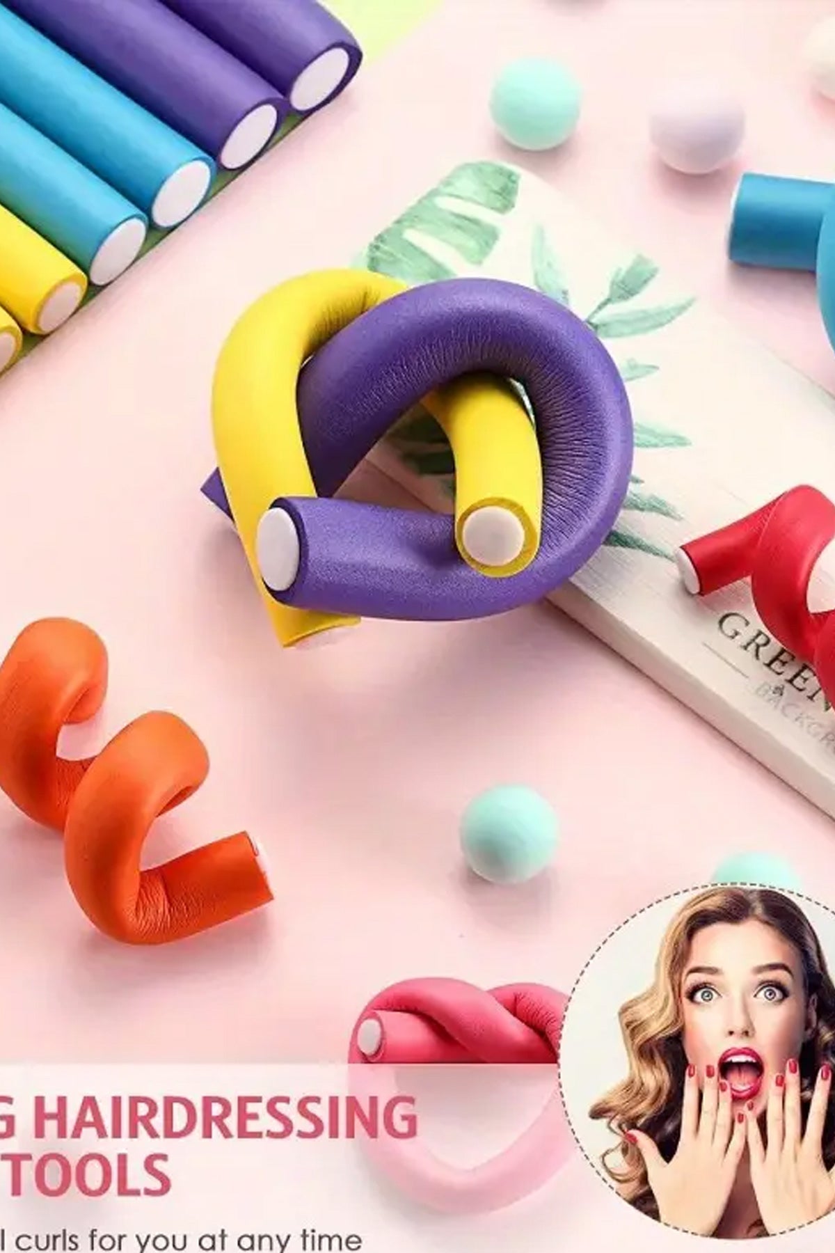 10'lu Saç Bukle Bigudi Sünger Rulo Orta ve Kısa Saçlar için Uykuda DIY Saç Şekillendirme Saç Bukle Aparatı Bigudi Saç Klips - Indirimsepeti