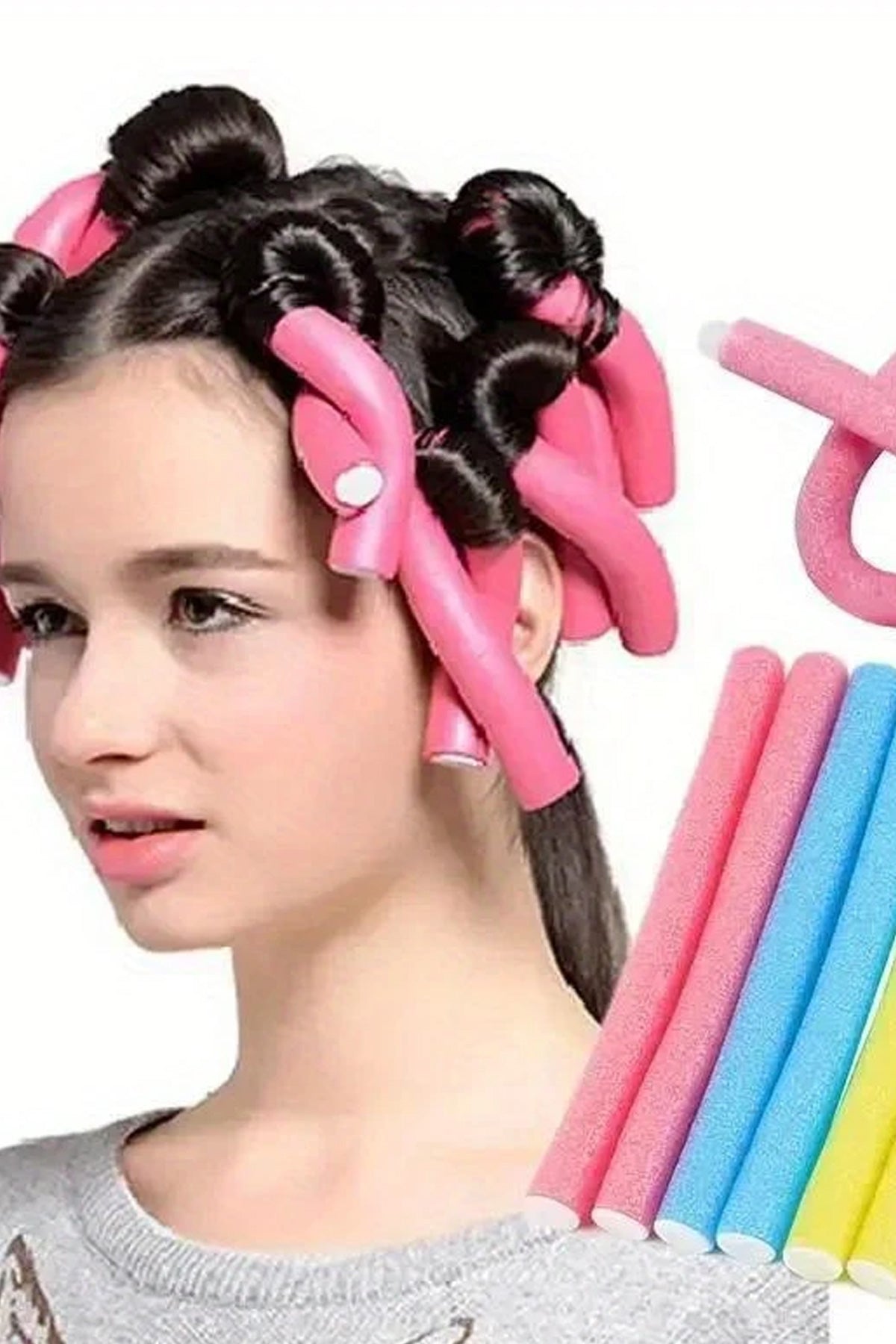 10'lu Saç Bukle Bigudi Sünger Rulo Orta ve Kısa Saçlar için Uykuda DIY Saç Şekillendirme Saç Bukle Aparatı Bigudi Saç Klips - Indirimsepeti