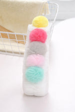 Ponponlu Peluş Makyaj Saç Bandı – Yumuşak Dokulu, 5 Ponponlu, Cilt Dostu Banyo ve Günlük Kullanım Bandı