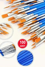 100’lü Akrilik Boya Fırçası Seti – 50 Düz, 50 Sivri Uçlu Naylon Kıllı, Yağlı Boya, Suluboya ve El İşi İçin Çok Amaçlı - Indirimsepeti