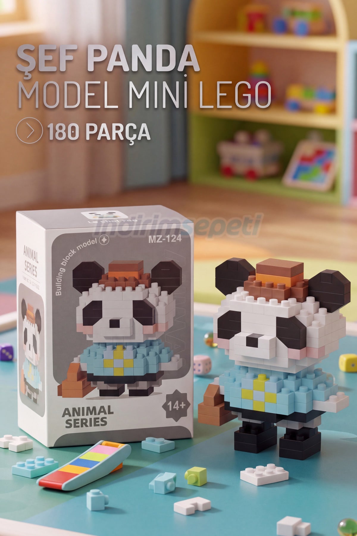 180 Parça Şef Panda Mikro Blok Yapım Seti - Karakter Figürlü 3D Puzzle Oyuncak - indirimsepeti