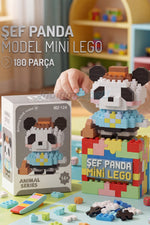 180 Parça Şef Panda Mikro Blok Yapım Seti - Karakter Figürlü 3D Puzzle Oyuncak - indirimsepeti
