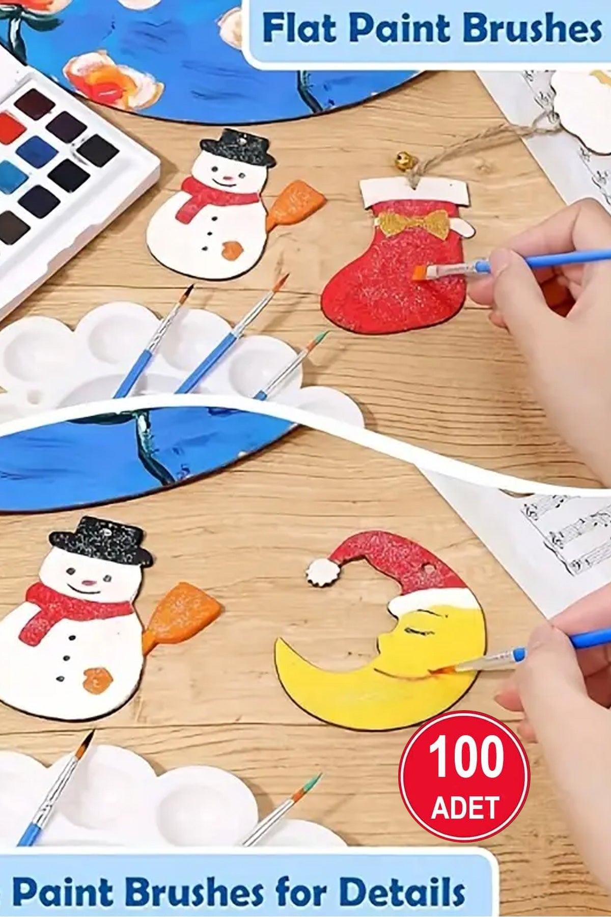 100’lü Akrilik Boya Fırçası Seti – 50 Düz, 50 Sivri Uçlu Naylon Kıllı, Yağlı Boya, Suluboya ve El İşi İçin Çok Amaçlı - Indirimsepeti