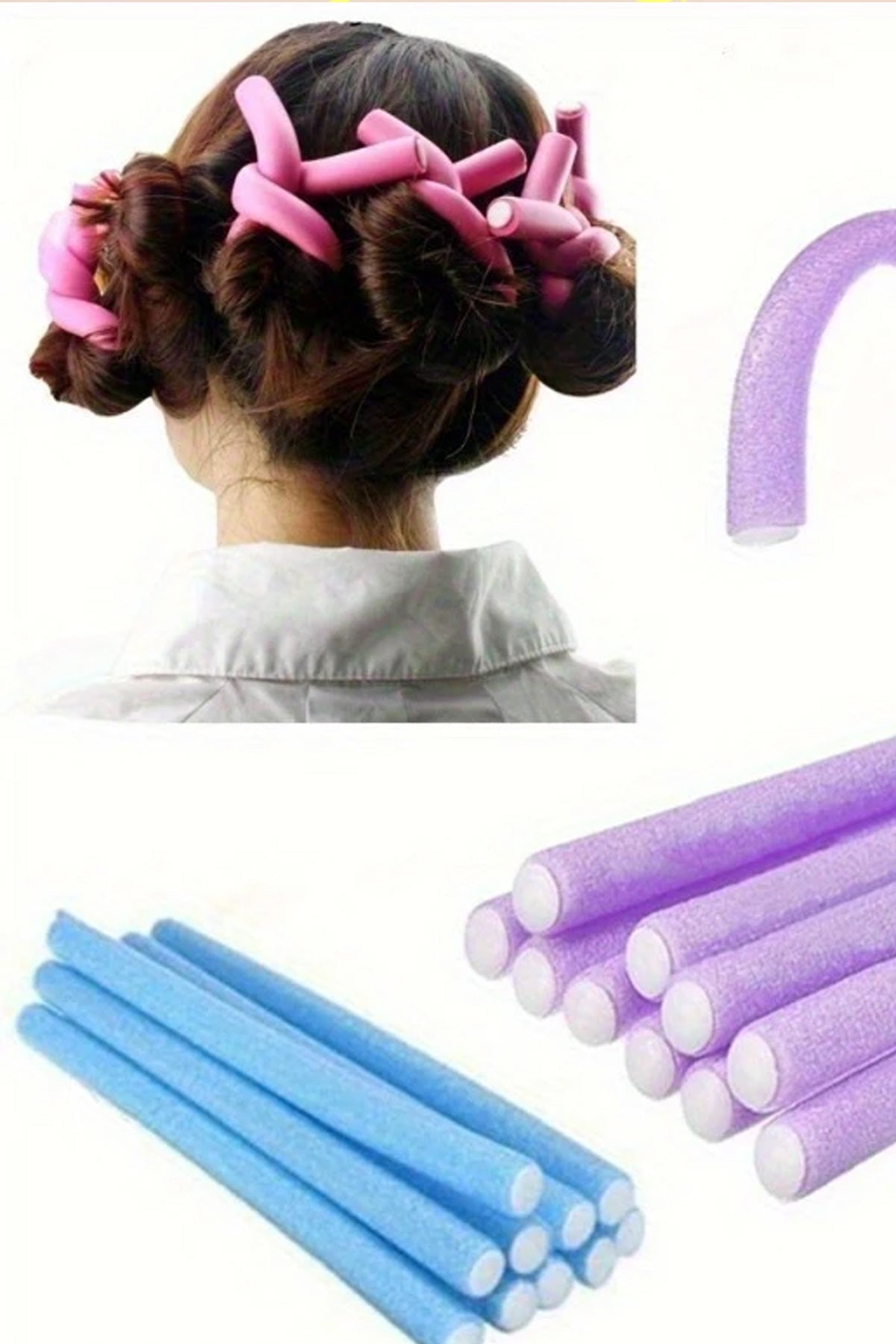 10'lu Saç Bukle Bigudi Sünger Rulo Orta ve Kısa Saçlar için Uykuda DIY Saç Şekillendirme Saç Bukle Aparatı Bigudi Saç Klips - Indirimsepeti