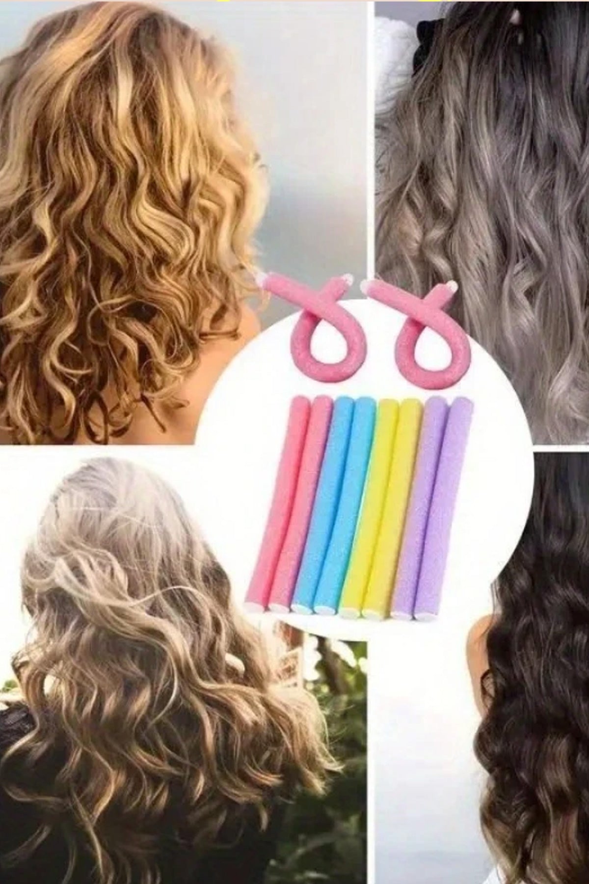 10'lu Saç Bukle Bigudi Sünger Rulo Orta ve Kısa Saçlar için Uykuda DIY Saç Şekillendirme Saç Bukle Aparatı Bigudi Saç Klips - Indirimsepeti