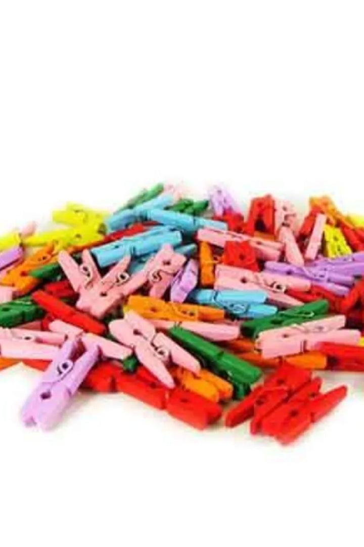 100 Adet Mini Mandal Minik Mandal Dekoratif Süsleme Renkli Mini Ahşap Mandal - Indirimsepeti