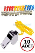 10 Adet Sarı ipli Paslanmaz Metal Deprem Düdüğü Hakem Can Kurtaran Düdük - indirimsepeti