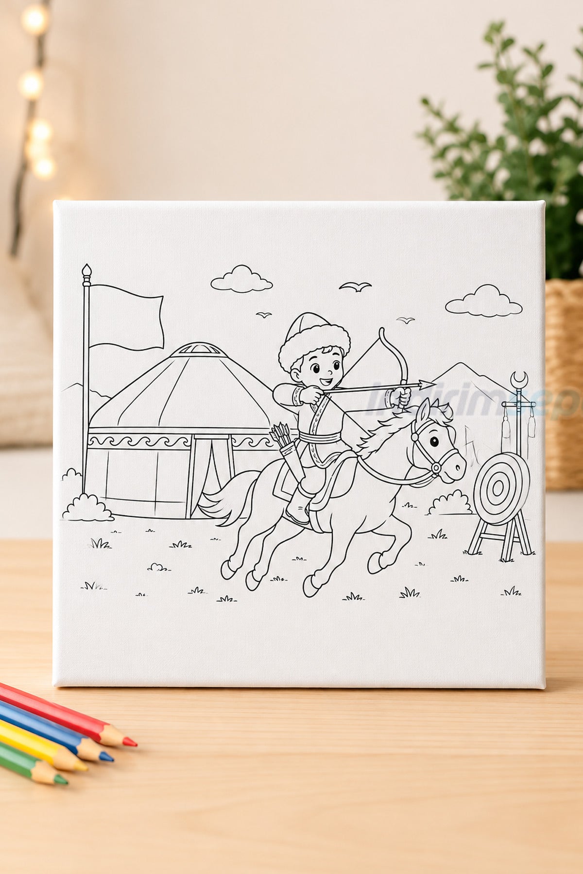 Çocuk Ressam Önçizimli Tuval, 20 x 20 cm, Boyama Seti Tuvali, Çocuk Ressam Seti - Devam Tuvali 1 Adet