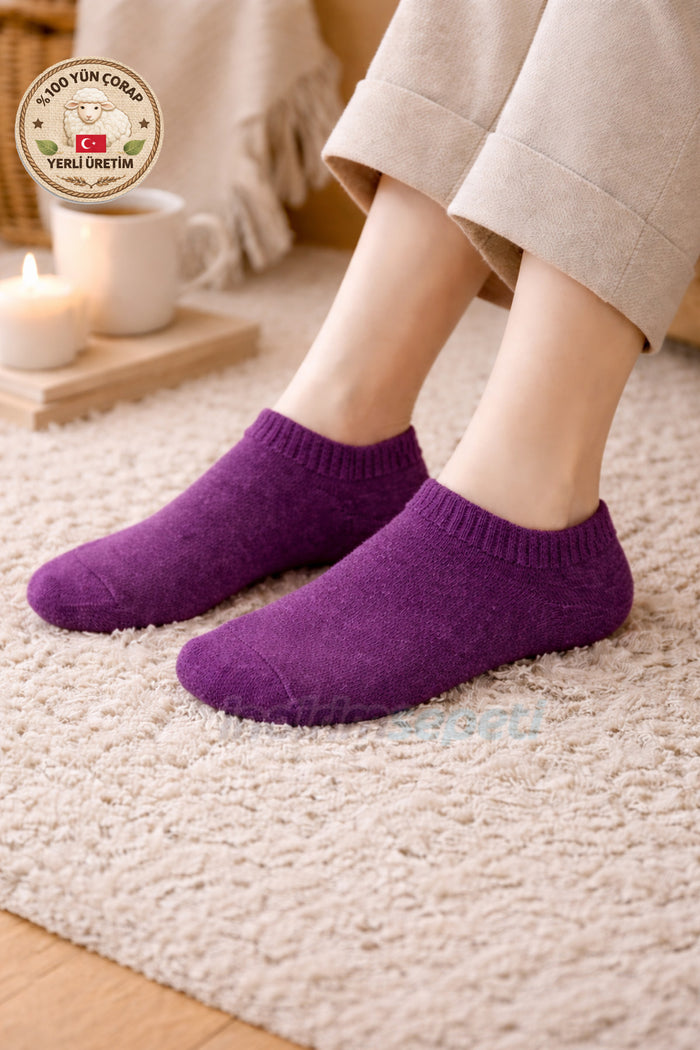 Mor Yün Patik Çorap 36–38 Kışın Ayakları Saran Sıcacık, Yumuşacık Konfor Kışlık Termal Yumuşak Ev Çorabı