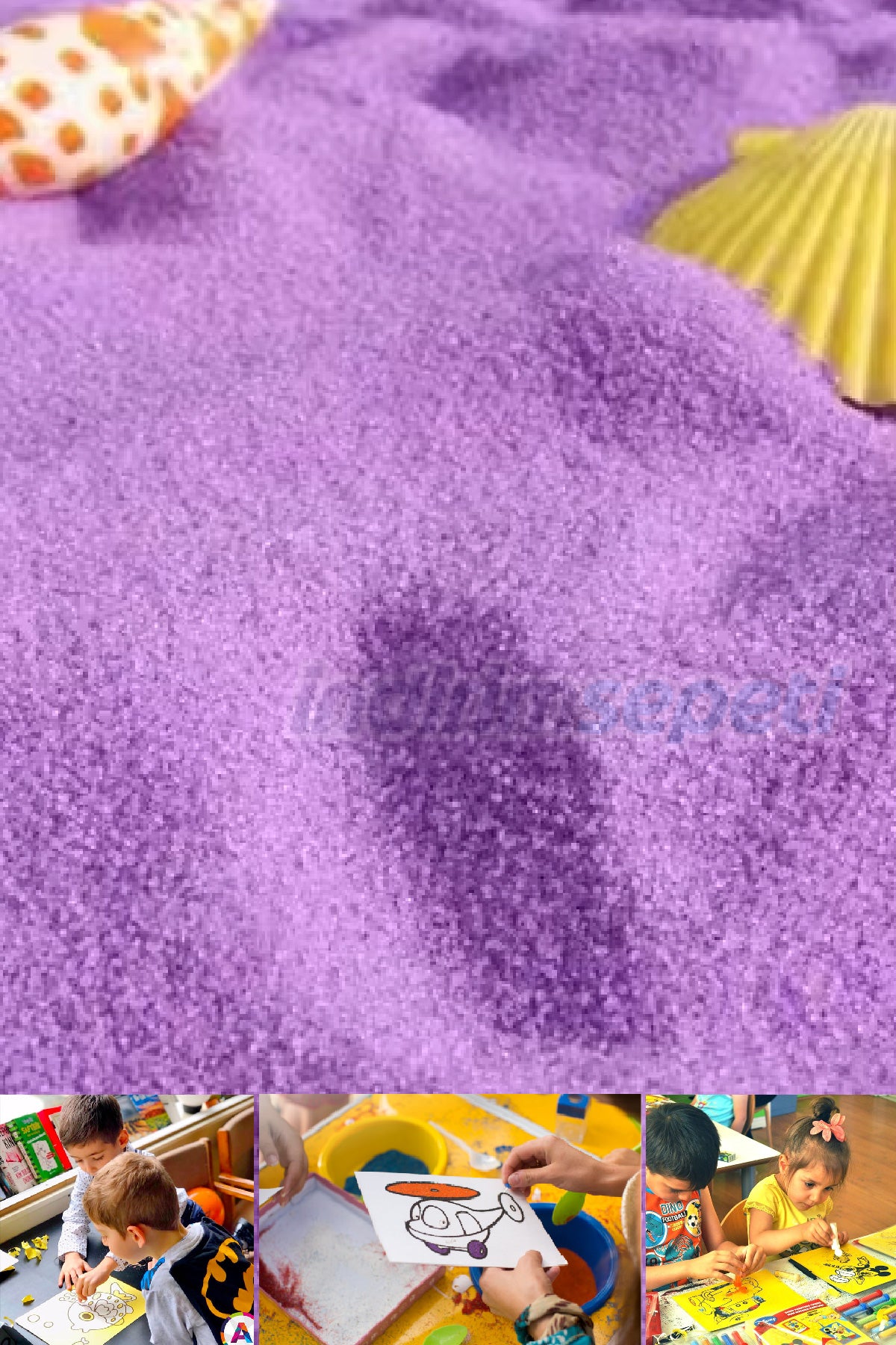 Renkli Kum Boyama Kumu 1000 Gram Mor - Indirimsepeti