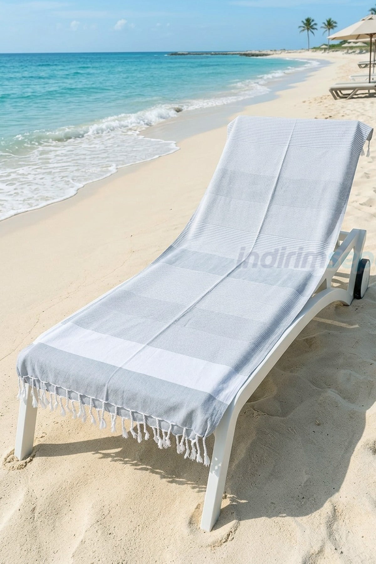Ekosel Açık Mavi Çizgili Peştemal | Pamuklu | Plaj, Havuz, Spa, Sauna, Spor, Seyahat Havlusu 134 x 95cm