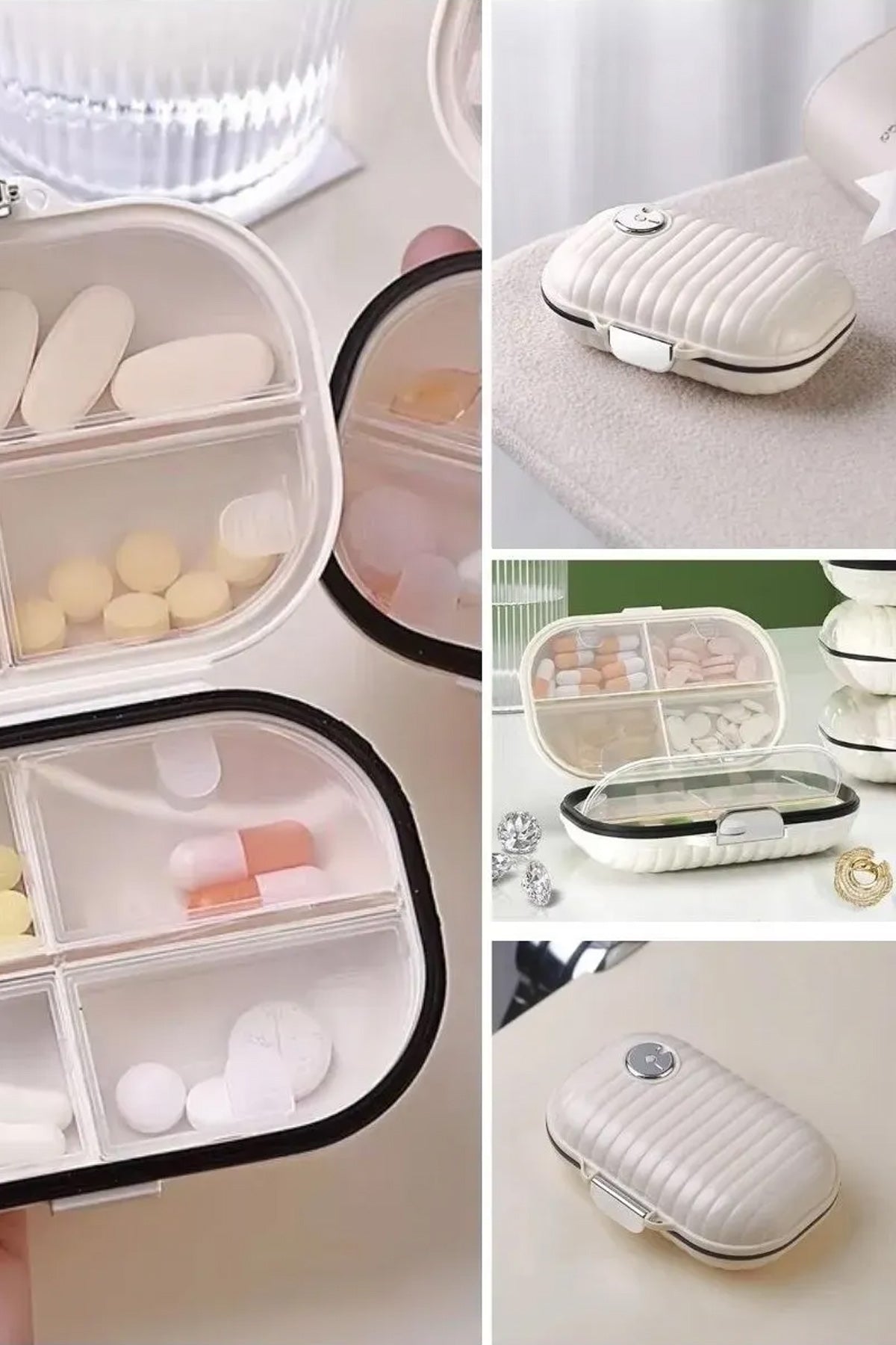 Profesyonel Taşınabilir 7 Bölmeli ilaç-Hap ve Takı Saklama Kutusu Krem - Indirimsepeti