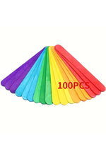 Renkli Dil Çubuğu Abeslang Dondurma Ağda Çubuğu 100 Adet Ahşap Dil Baskı Çubuğu Buzlu Şeker, Model Yapım ve El işi projeler Çubuğu