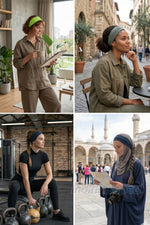 Lastikli Bandana 3’lü Set Pamuklu Esnek Saç Bandı – Model 10 Makyaj ve Cilt Bakım Bandana Fosfor Yeşili Haki Koyu Lacivert - indirimsepeti