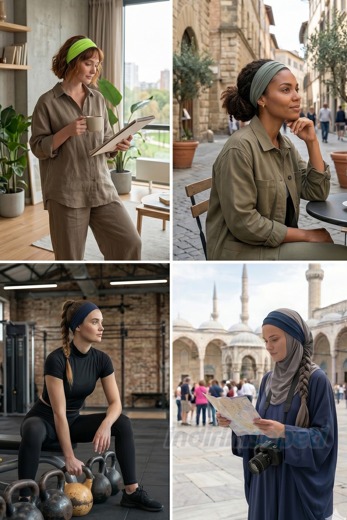 Lastikli Bandana 3’lü Set Pamuklu Esnek Saç Bandı – Model 10 Makyaj ve Cilt Bakım Bandana Fosfor Yeşili Haki Koyu Lacivert - indirimsepeti