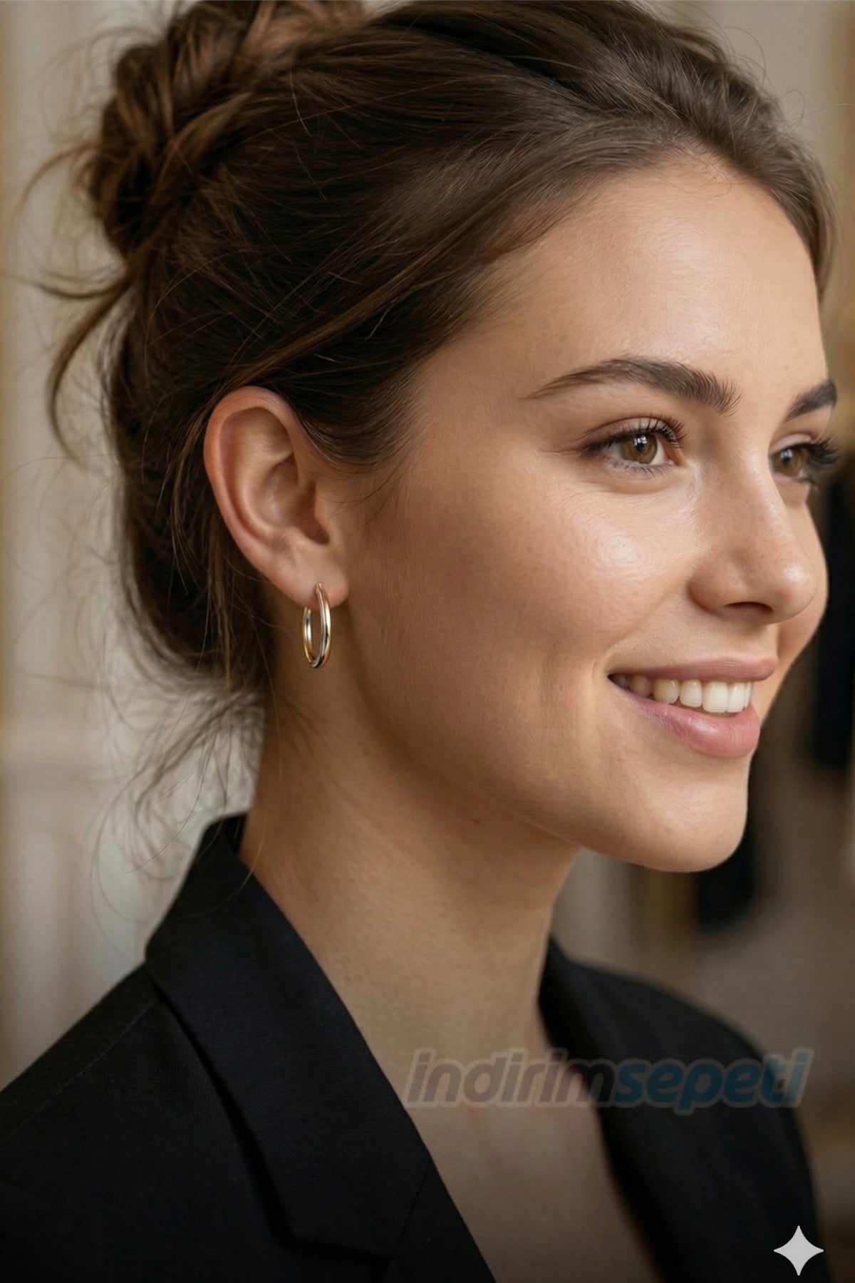 İki Renkli Çelik Halka Küpe – Gold & Silver Kombin Modern Bayan Küpe | Kararma Yapmaz Paslanmaz Çelik