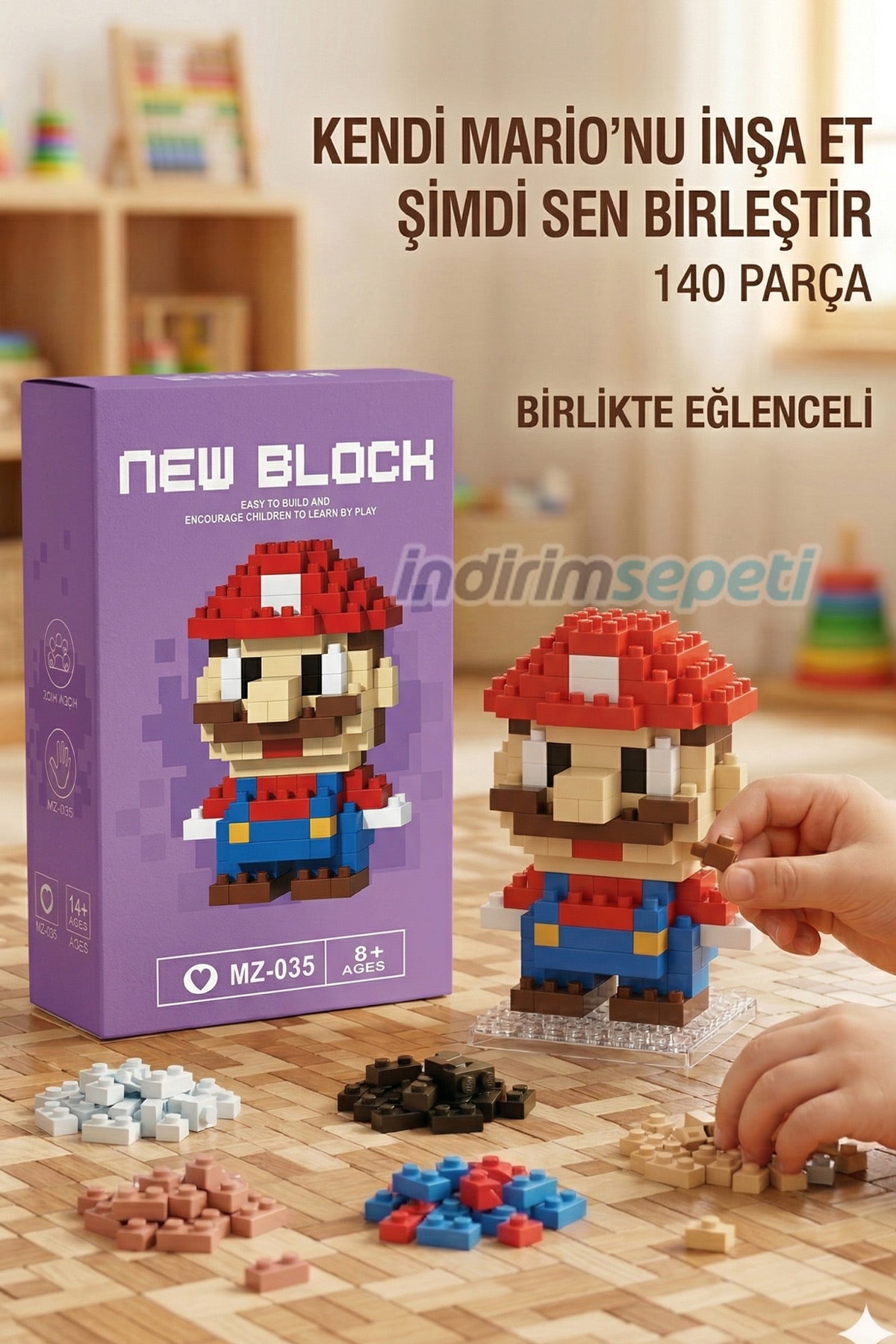 140 Parça Mario Blok Oyuncak Seti – 3D Yapboz Puzzle Yapı Oyuncakları Mini Yapı Oyunu, Eğitici ve Eğlenceli Blok Figür - indirimsepeti