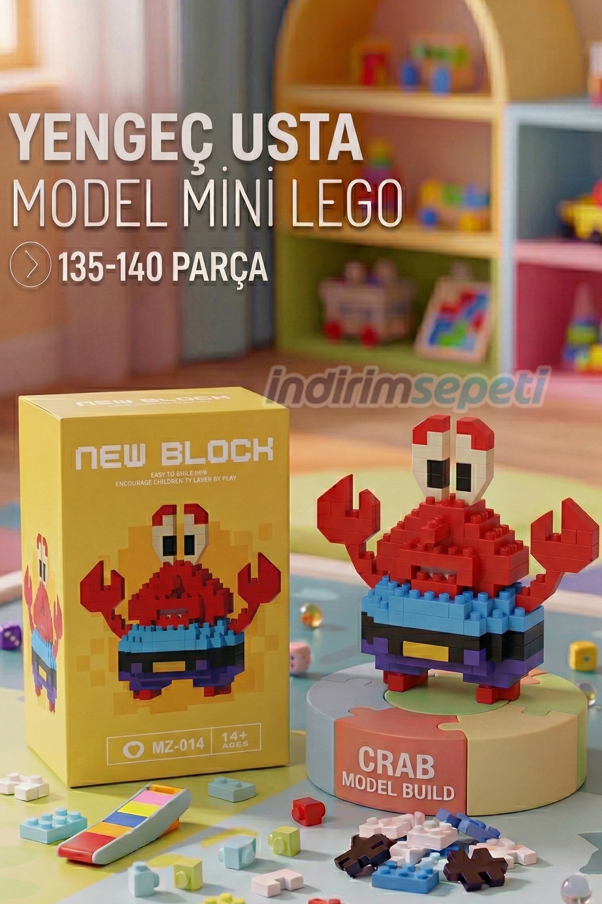 Bay Yengeç Usta Mini Lego Seti 135 - 140 Parça – Eğitici Yapboz Oyuncak Model Blok - indirimsepeti