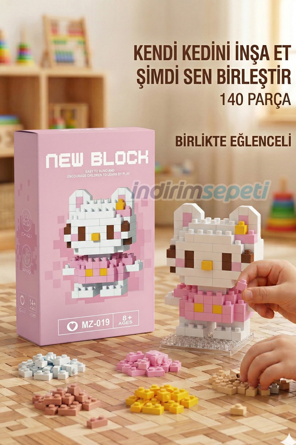 140 Parça Hello Mini Blok Oyuncak Seti –  3D Mini Yapı Oyunu, Eğitici ve Eğlenceli Blok Figür
