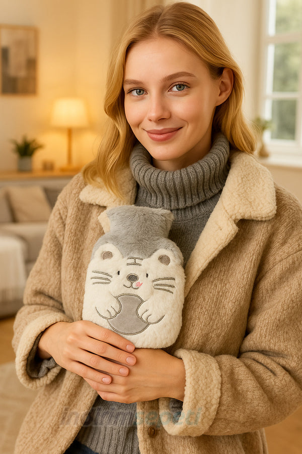 Sıcak Su Torbası Faklı Figürlü Yumuşak Peluş Eldivenli 500 ml Kış Sıcaklığı 1 Adet