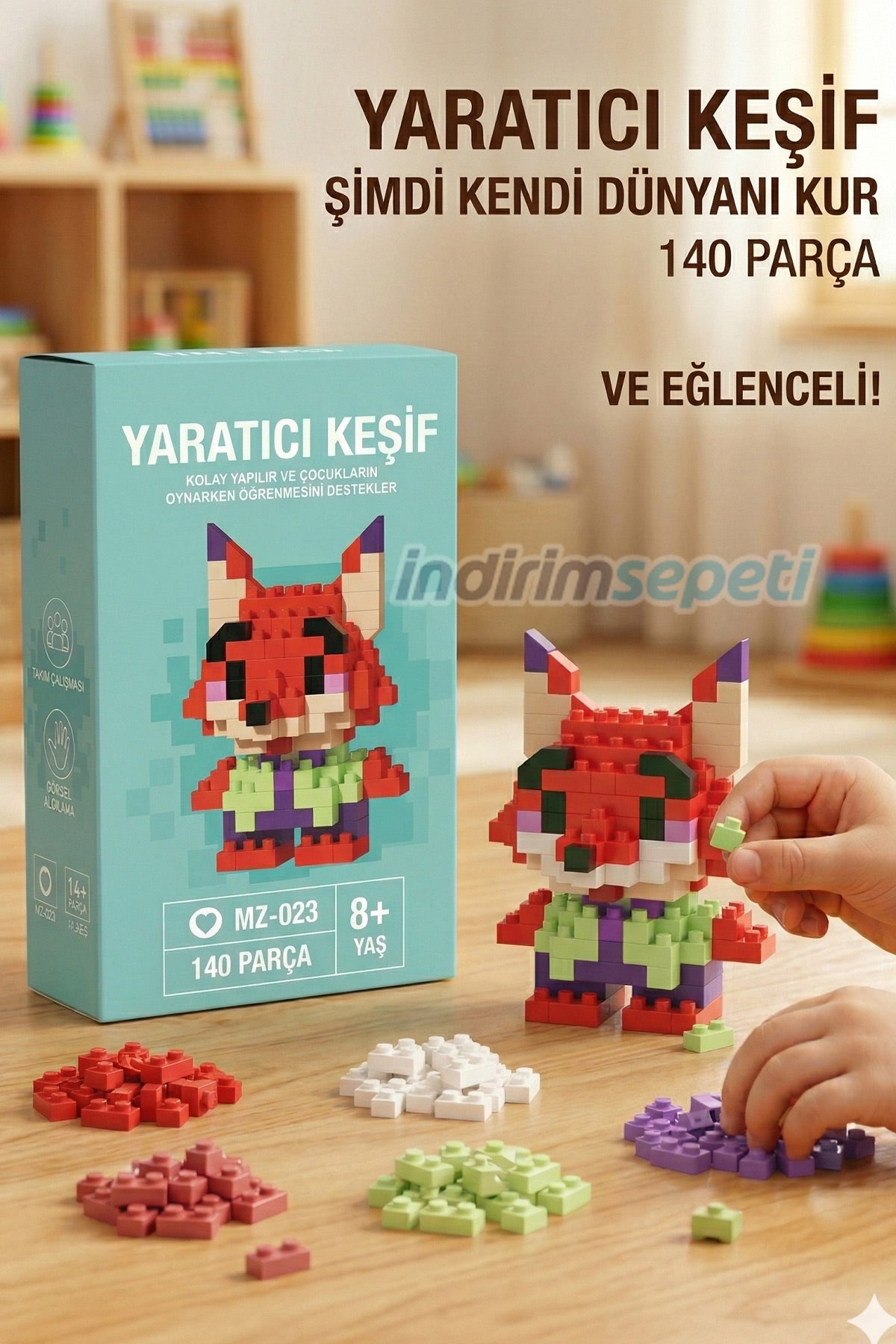Sevimli Tilki Mini Lego Seti 140 Parça – Eğitici Yapboz Oyuncak Blok Model