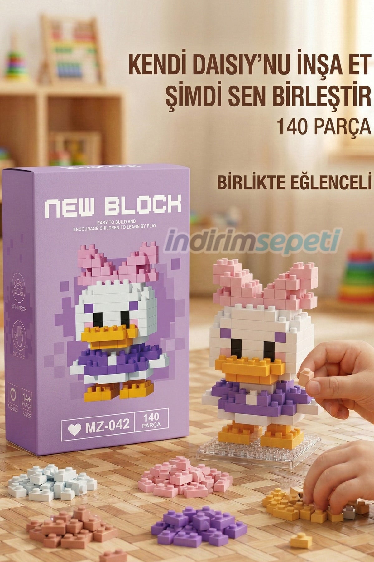 Daisy Sevimli Ördek Mini Lego Seti 140 Parça – Eğitici Yapboz Oyuncak Blok Model