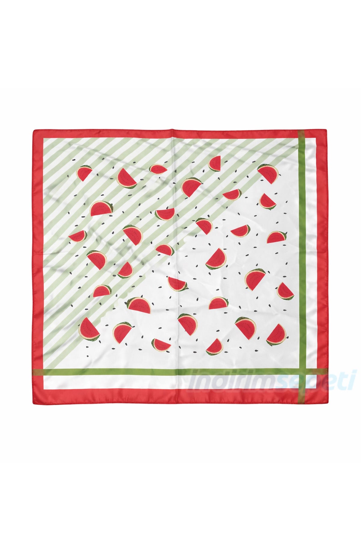 Karpuz Desenli Saten Fular 50x50 cm – Yazlık Şık Kare Bandana