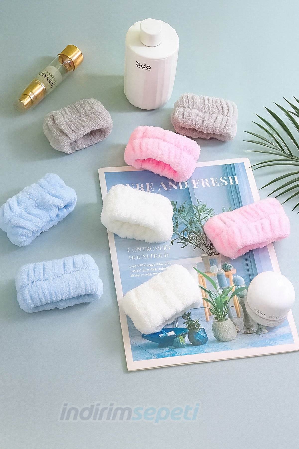 Makyaj ve Cilt Bakım Bilek Bandı – Su Akıtmaz Yumuşak Peluş Bileklik (2’li Set) | Karışık Renk - indirimsepeti