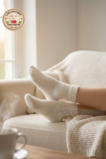 Beyaz Yün Patik Çorap 36–38 Kışın Ayakları Saran Sıcacık, Yumuşacık Konfor Kışlık Termal Yumuşak Ev Çorabı