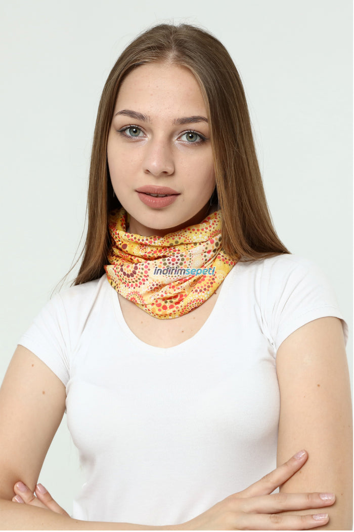 Buff Dikişsiz Boyunluk Maske Baf Bandana Saç Bandı Kamp Aksesuar Mandala Desenli Sarı - Indirimsepeti