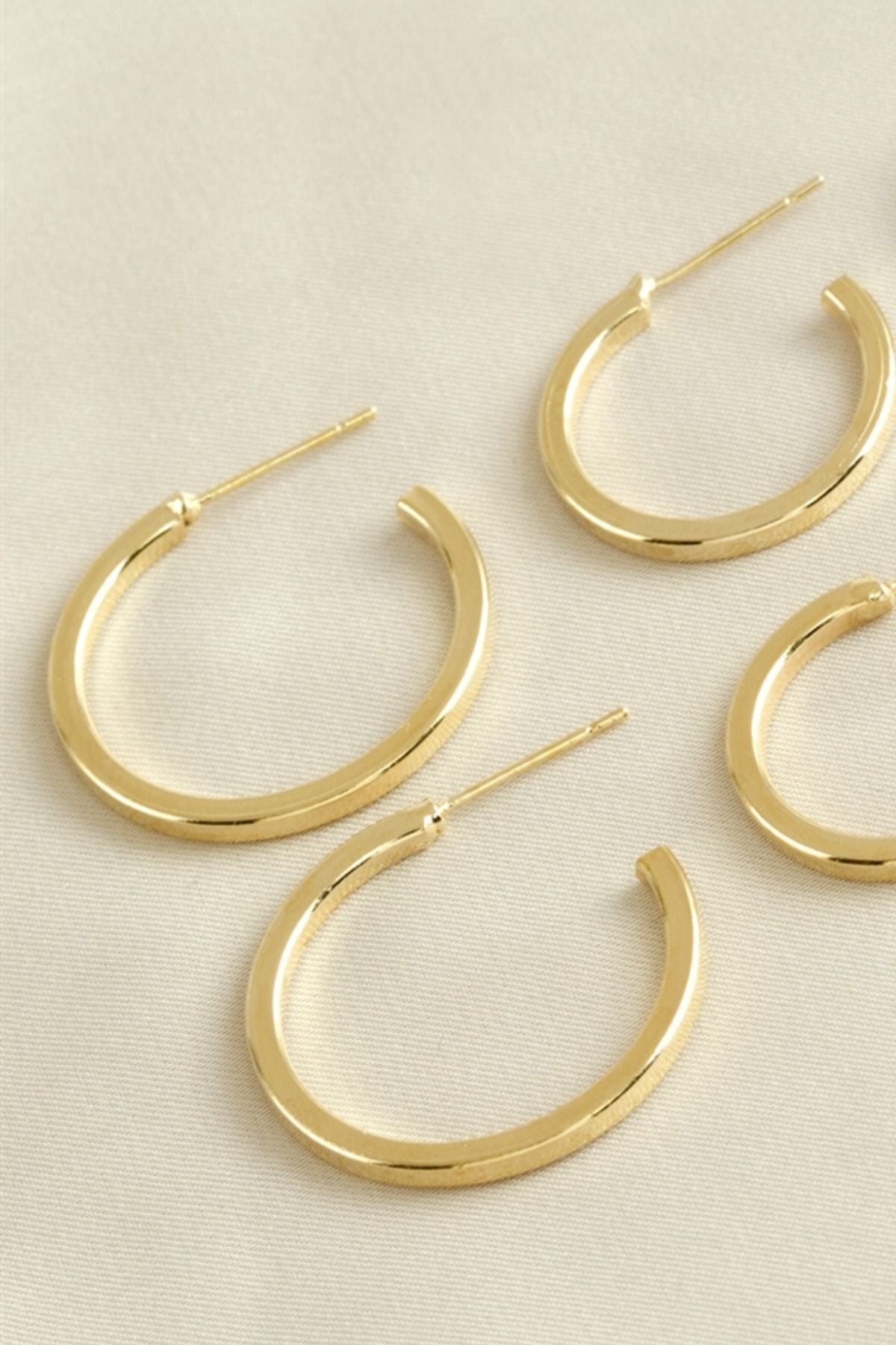 6'lı Altın Gold Renk Halka Kombin Küpe Set Köşeli - Indirimsepeti