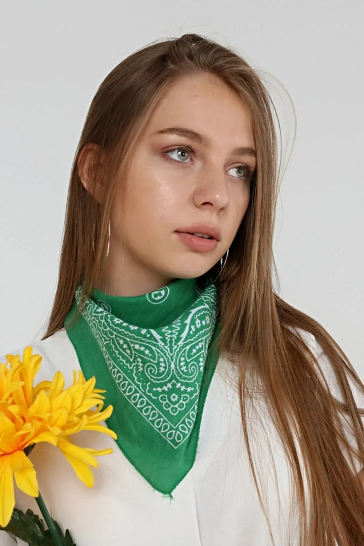 Bandana Etnik Desenli Bisiklet & Motosiklet Etkinlik Gezi Eğlence Pamuklu Yeşil - Indirimsepeti