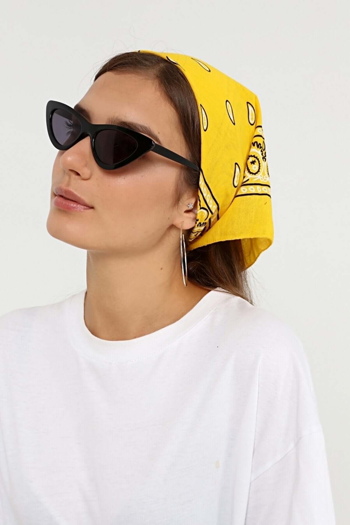 Bandana Etnik Desenli Bisiklet & Motosiklet Etkinlik Gezi Eğlence Pamuklu Sarı - Indirimsepeti