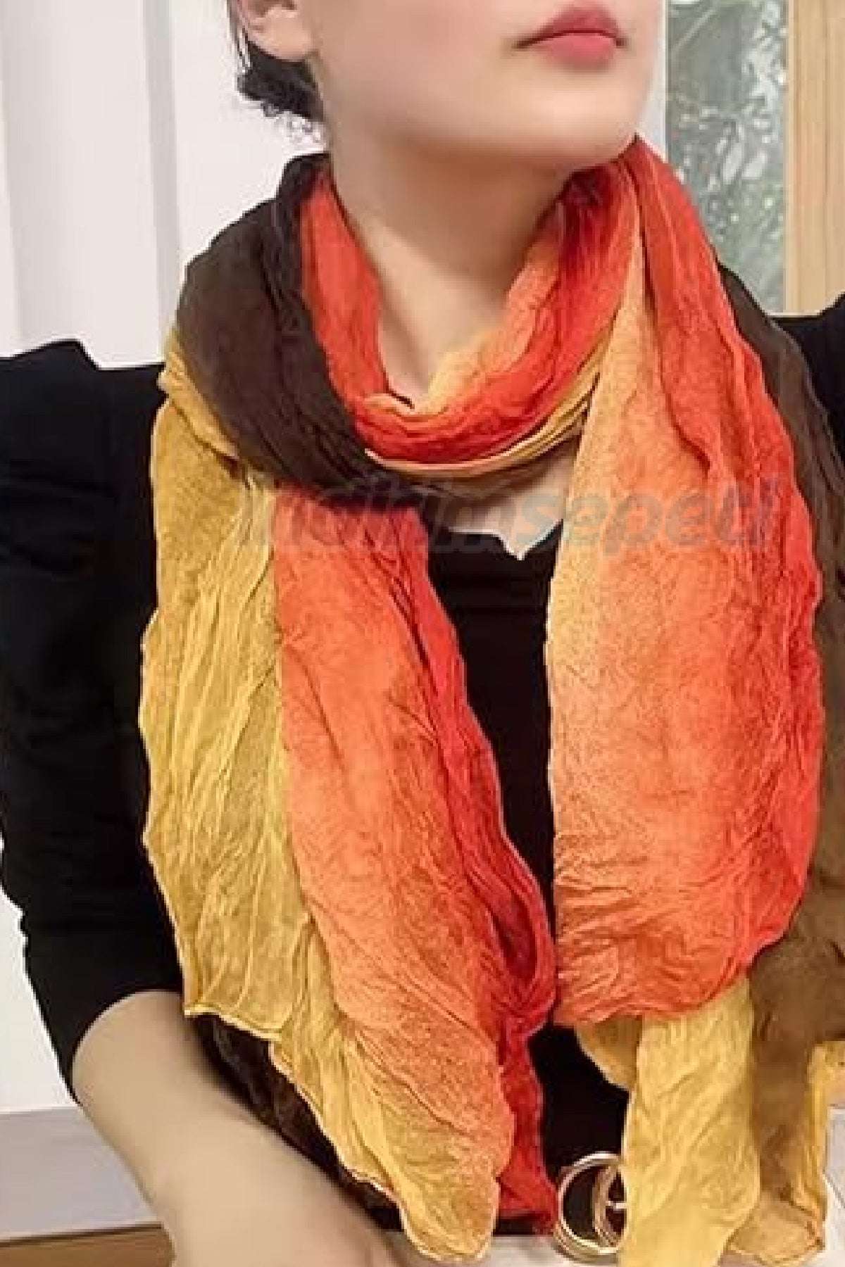 Fular Trend Viskon Degrade Şal Eşarp, Buruşuk Şal Atkı Fular Açık Renk 1 Adet - indirimsepeti