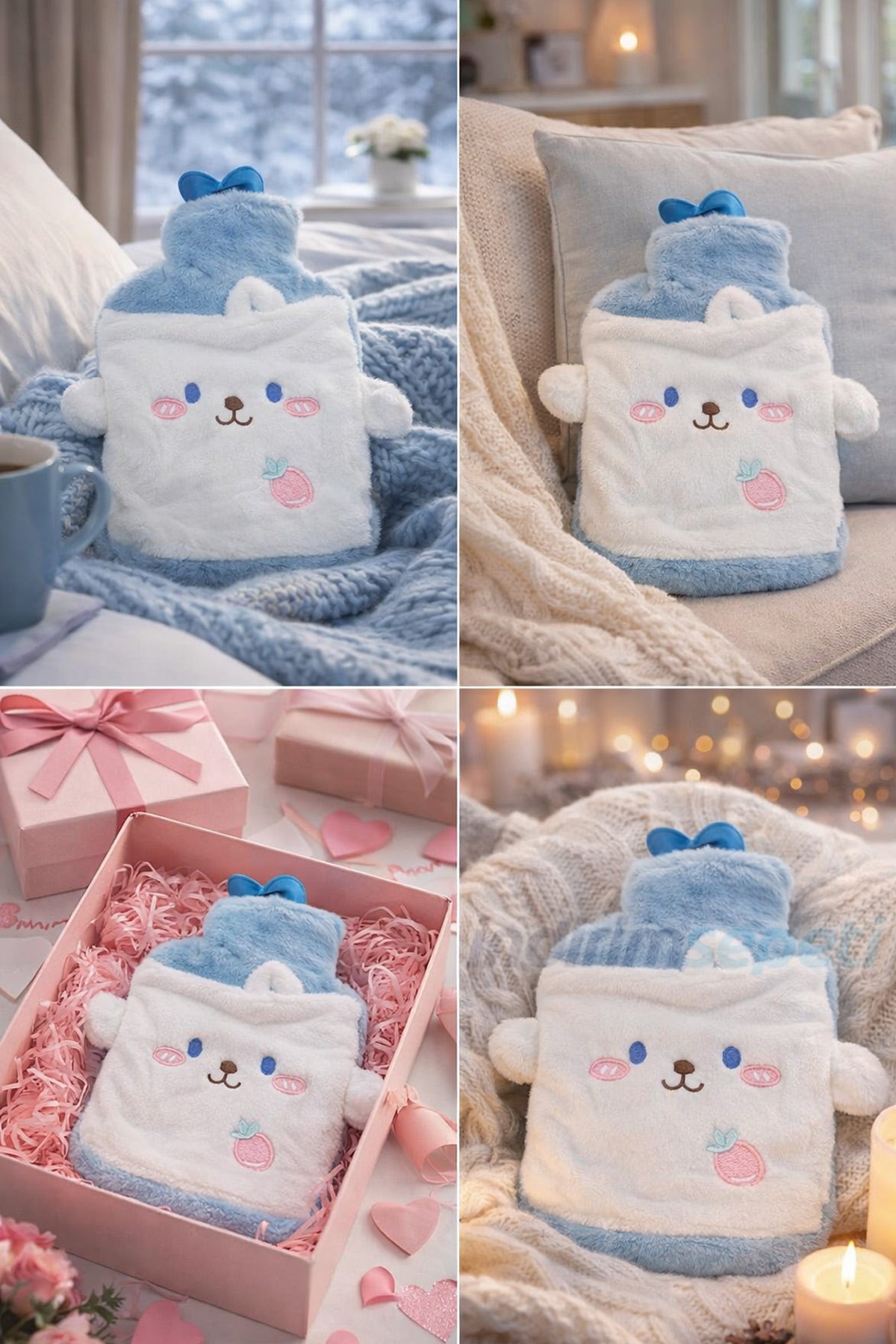 Peluş Sıcak Su Torbası 2000 ml – Farklı Sevimli Modeller, Yumuşak Kılıf, Uzun Süre Isı Koruma