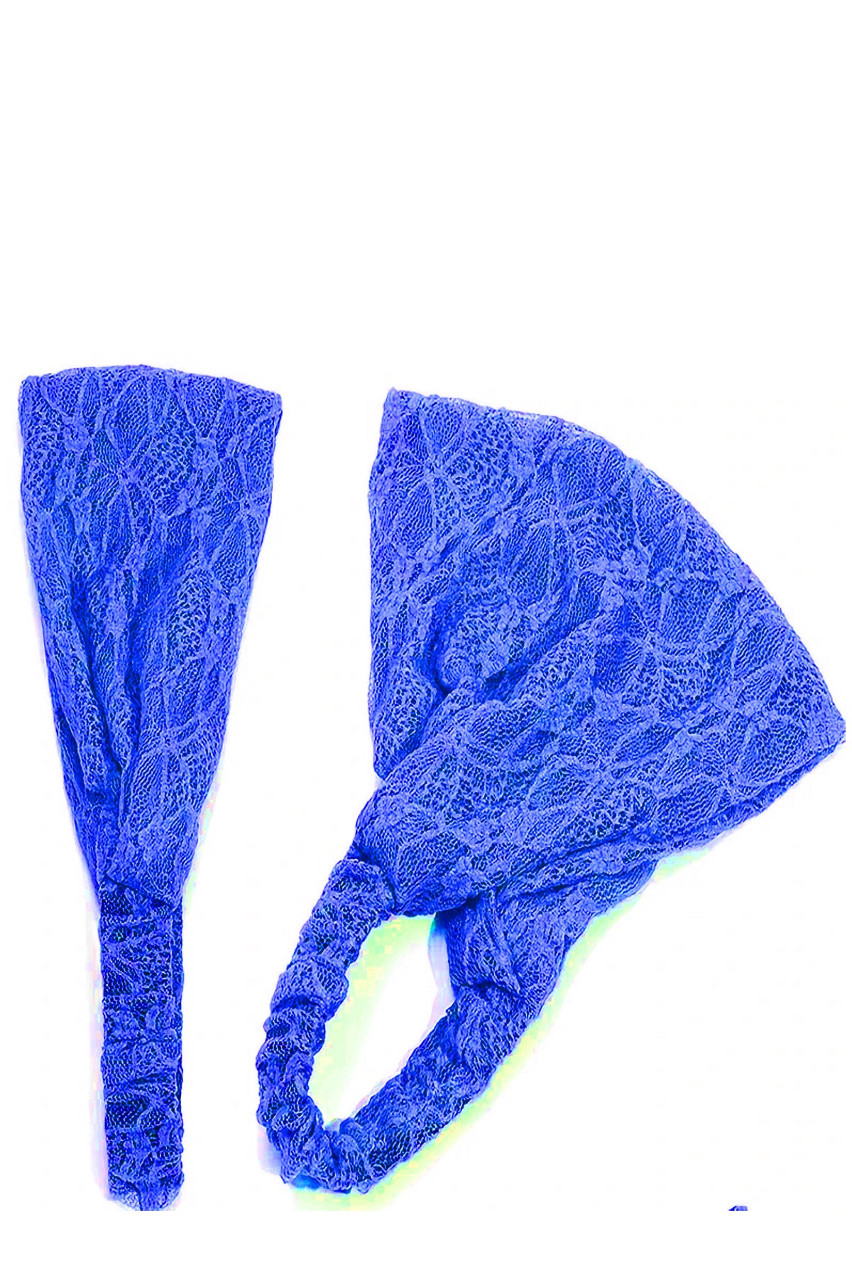 Dantelli Tül Saç Bandı Bandanası Bahar ve Yaz Boho Stili, Lastikli Esnek Plaj ve Seyahat Mavi - Indirimsepeti