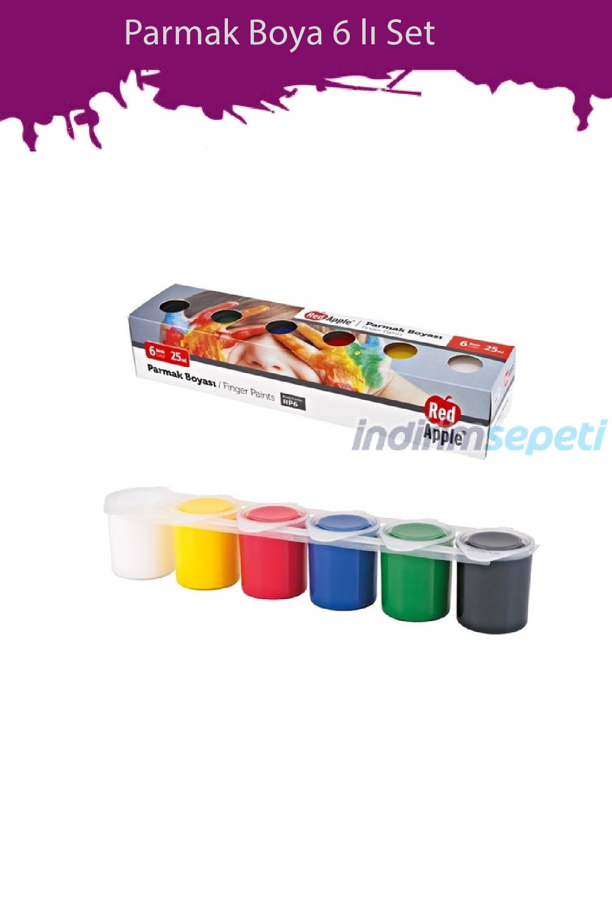 Red Apple 6'lı Parmak Boya  6 x 25 ml - Indirimsepeti