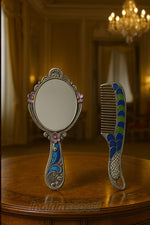 Otantik Tavus Kuşu Ayna Tarak Seti – El İşçiliği Metal Gövde Kutulu Şık Hediye Seti