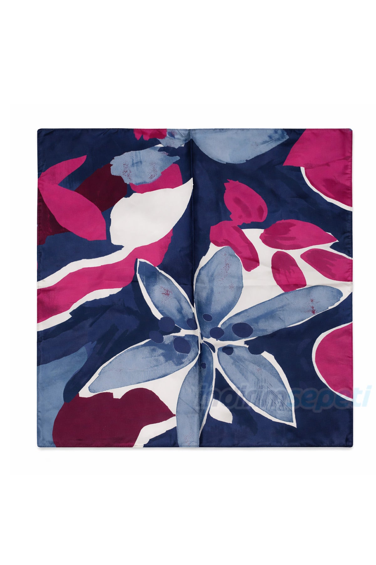Modern Sanat Çiçek Desenli Saten Fular 50x50 cm – Statement Kare Aksesuar