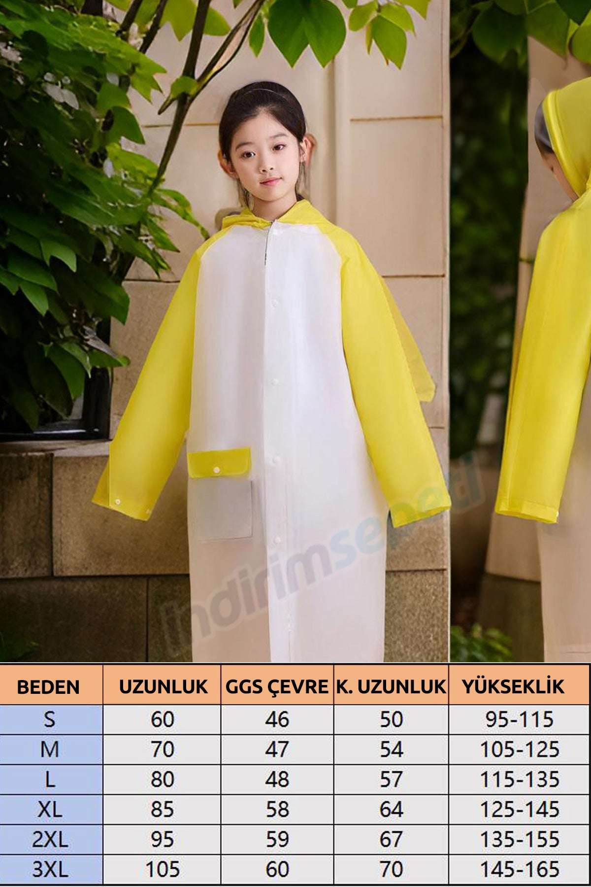 Trend Çocuk Yağmurluk Sticker Çıkartma Yapıştırmalı Sırt Çanta Korumalı Sarı Eva Cepli Özel Çantalı - indirimsepeti