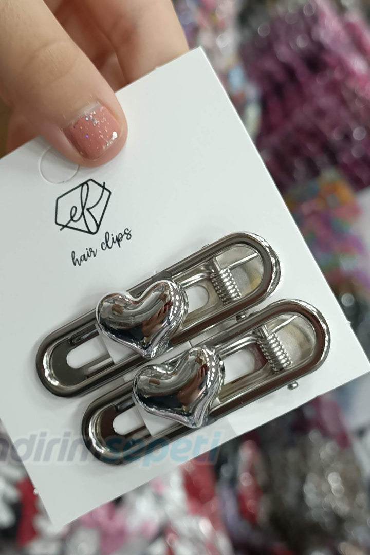 Toka Oval Kalpli Y2K Toka Seti Hair Clips Sevimli Saç Aksesuarı Paslanmaz Çelik - Indirimsepeti