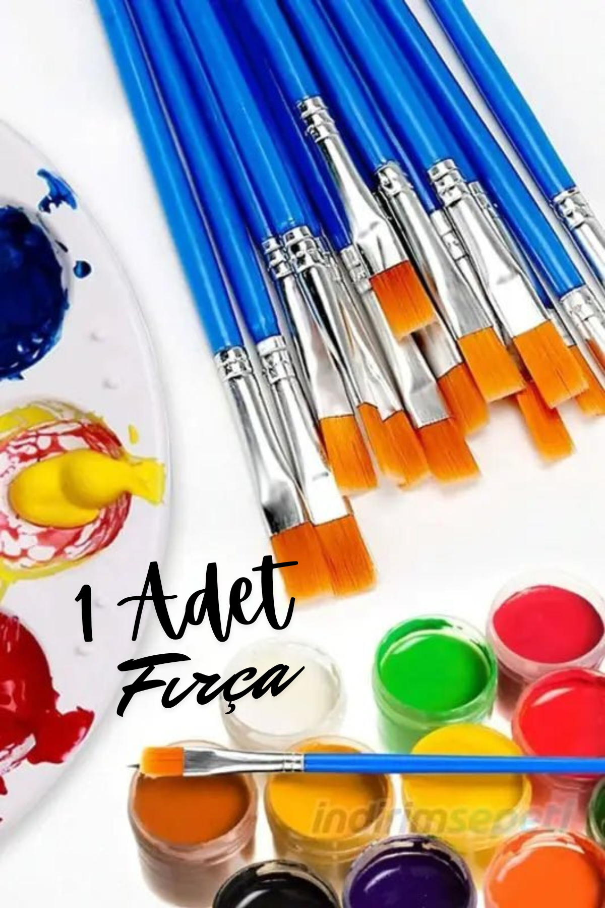 Düz Fırça Akrilik Boya, Sulu Boya ve Yağlıboya Fırçası Küçük Plastik Sap ince Çocuk ve Genel Maksat Fırçası 1 Adet